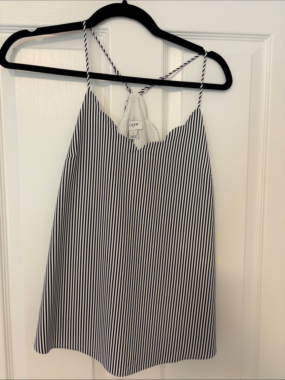 J. Crew Black & White Vertical Stripe Spaghetti Strap Cami